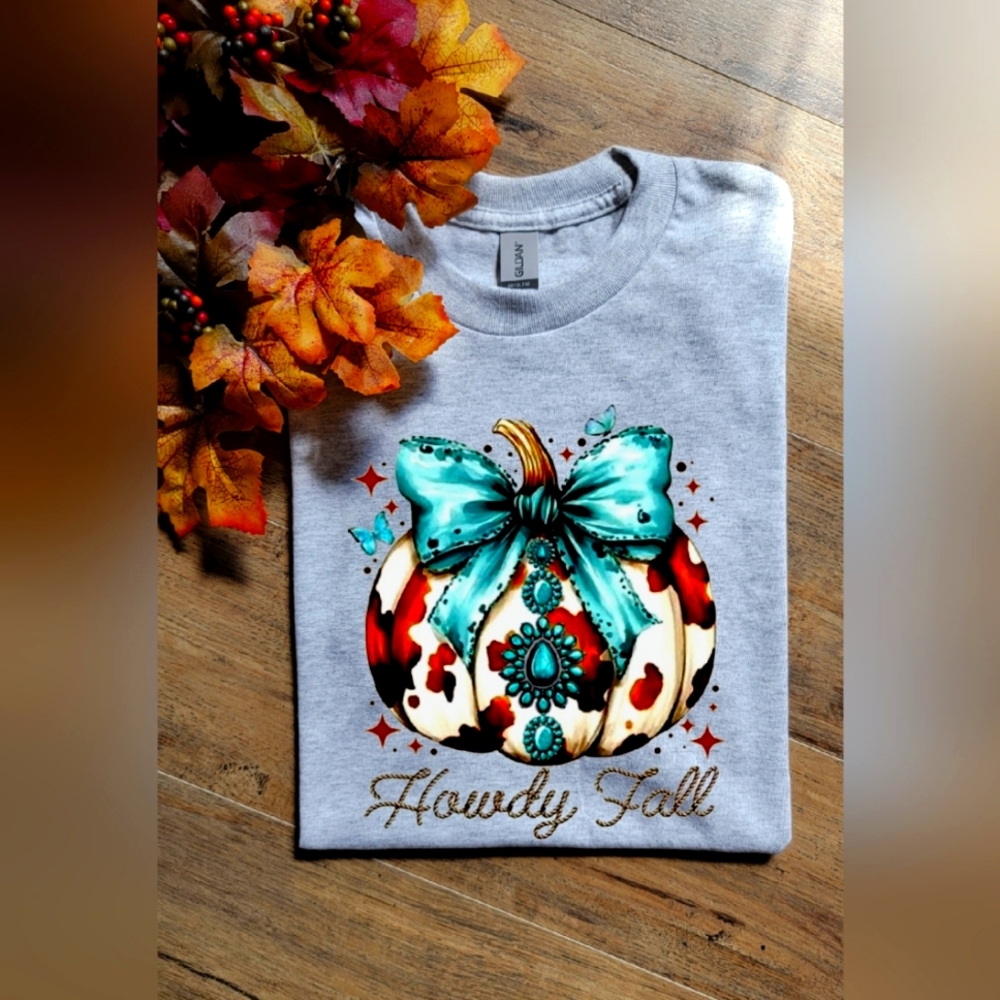Cute fall cow print pumpkin trendy fall tee